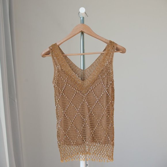 Gold Beaded sleeveless top - Picture 5 of 9